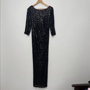 Marina Black Sequin Scoop Back Gown Size 8